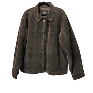 Knightsbidge Men's Vintage Leather Zip Up Brown Lined Bomber Jacket